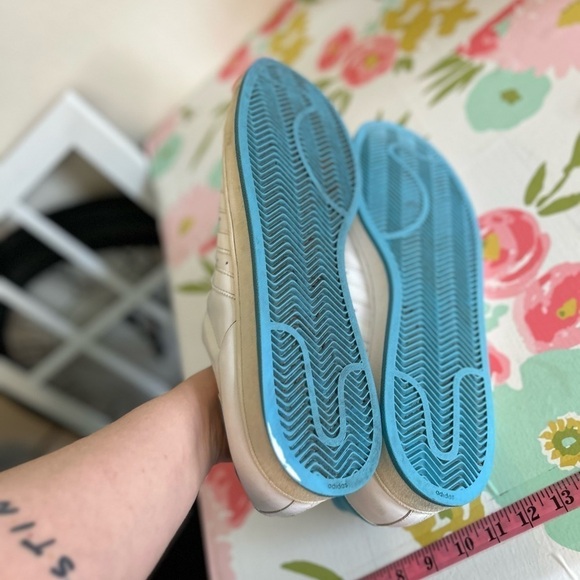 Adidas size 18, US men's white and blue old-school sneakers - Picture 8 of 9